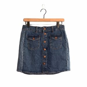 Madewell Two Tone Button Front Denim Skirt Size 27